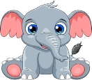 Пин содержит это изображение: Premium Vector | Cute little elephant sitting on white background